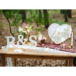 Drewniany napis Wish table, biały, 40x10cm