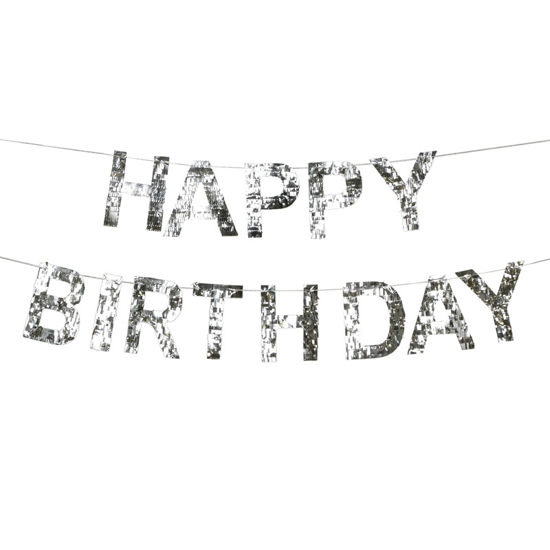 Baner Happy Birthday, 2.2m, srebrny