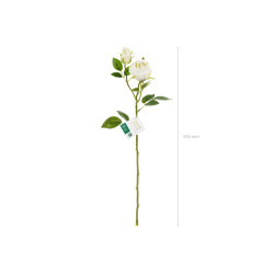 Sztuczny Kwiat - Róża z dwoma pąkami, 55 cm, jasny krem
