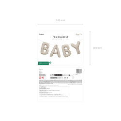 Balon foliowy Baby, 140x43 cm, beż