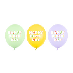 Balony 30 cm, Happy Birthday, mix (1 op. / 50 szt.)