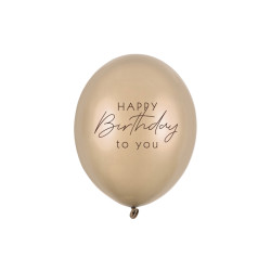 Balony 30 cm, Happy Birthday, Metallic Cold Gold (1 op. / 50 szt.)