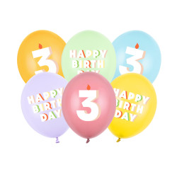 Balony 30 cm, 3, mix (1 op. / 6 szt.)