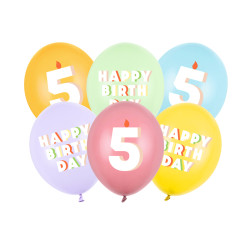 Balony 30 cm, 5, mix (1 op. / 6 szt.)