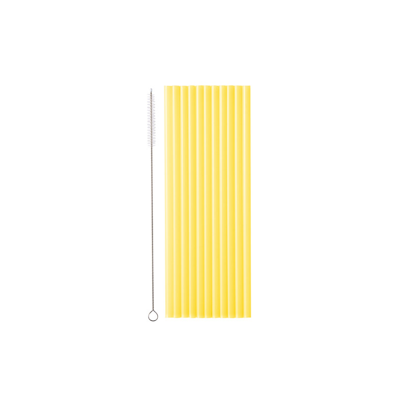 Słomki plastikowe, 23 cm, żółty (1 op. / 12 szt.)