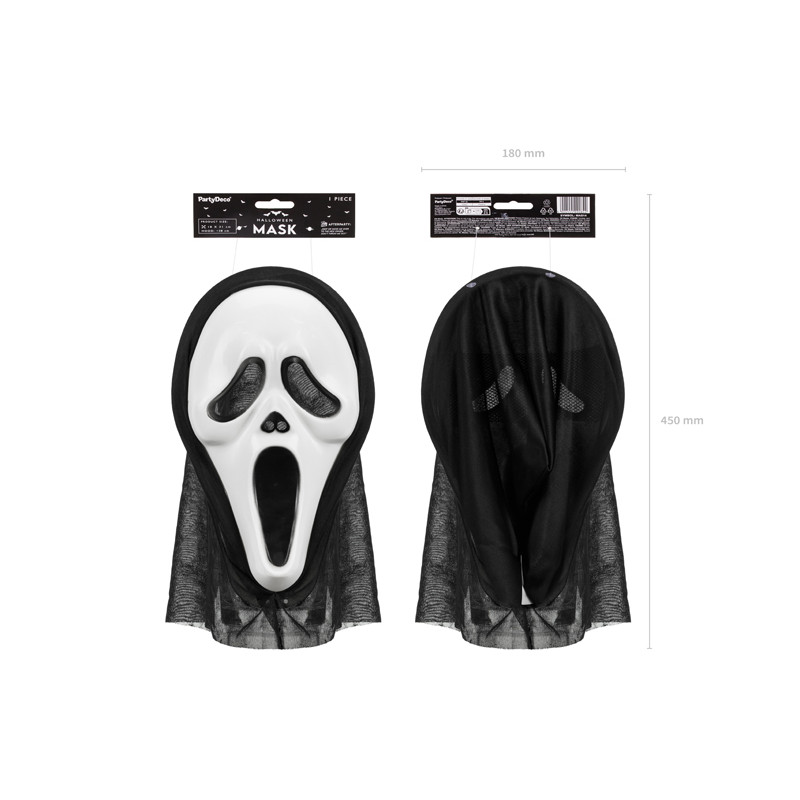 Maska Halloween z kapturem, 18x31cm, mix
