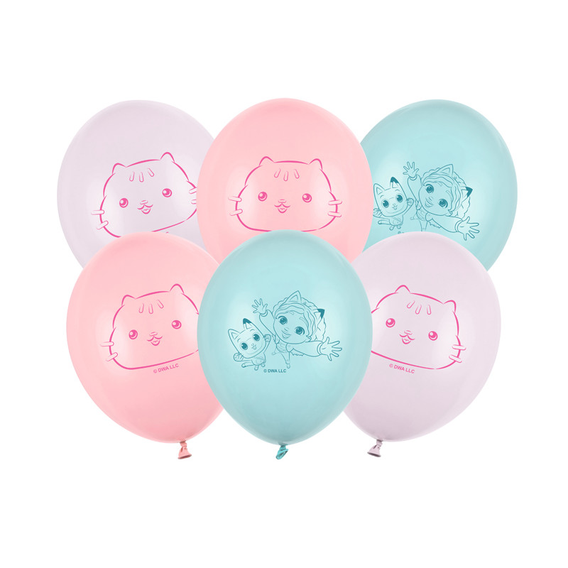 Balony Strong 27 cm, Koci Domek Gabi, mix (1 op. / 6 szt.)