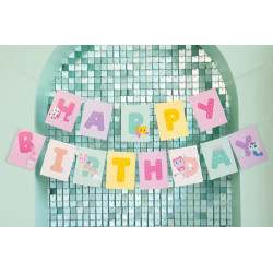 Baner Happy Birthday Koci Domek Gabi, 180 x 15 cm, mix