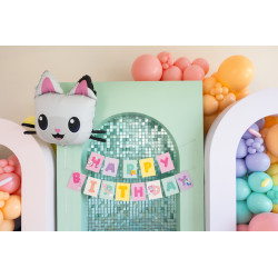 Baner Happy Birthday Koci Domek Gabi, 180 x 15 cm, mix