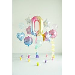 Balon foliowy Cyfra ''0'', 86cm, pastelowy tęczowy
