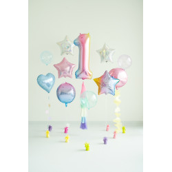Balon foliowy Cyfra ''1'', 86cm, pastelowy tęczowy