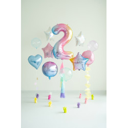 Balon foliowy Cyfra ''2'', 86cm, pastelowy tęczowy