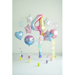 Balon foliowy Cyfra ''4'', 86cm, pastelowy tęczowy