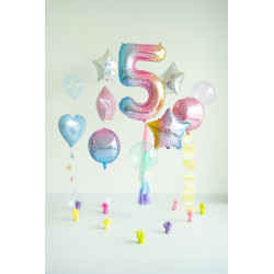 Balon foliowy Cyfra ''5'', 86cm, pastelowy tęczowy