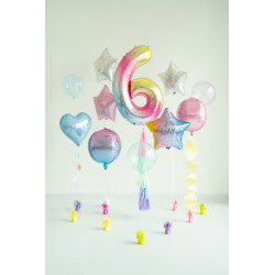 Balon foliowy Cyfra ''6'', 86cm, pastelowy tęczowy
