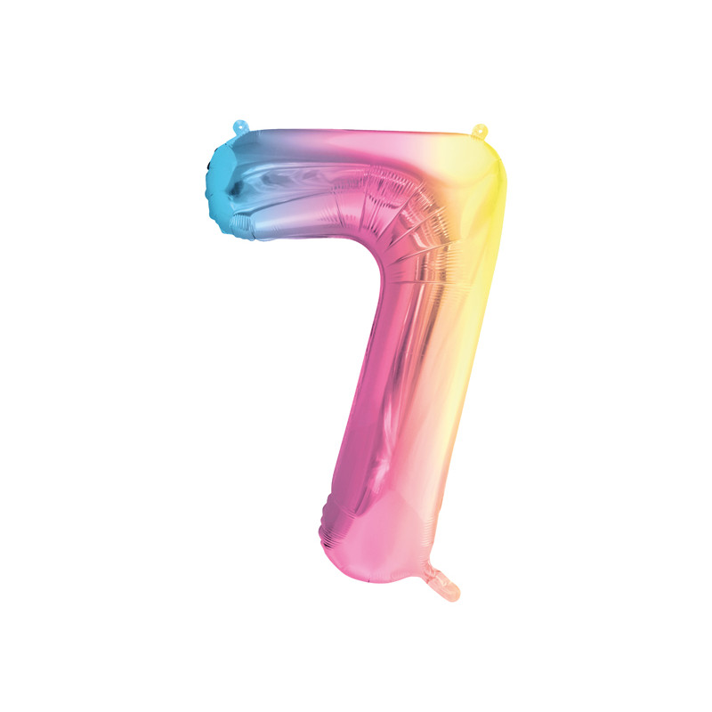 Balon foliowy Cyfra ''7'', 86cm, pastelowy tęczowy