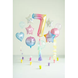 Balon foliowy Cyfra ''7'', 86cm, pastelowy tęczowy