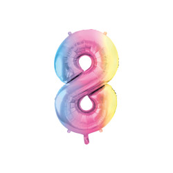 Balon foliowy Cyfra ''8'', 86cm, pastelowy tęczowy