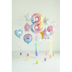Balon foliowy Cyfra ''8'', 86cm, pastelowy tęczowy
