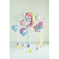 Balon foliowy Cyfra ''9'', 86cm, pastelowy tęczowy
