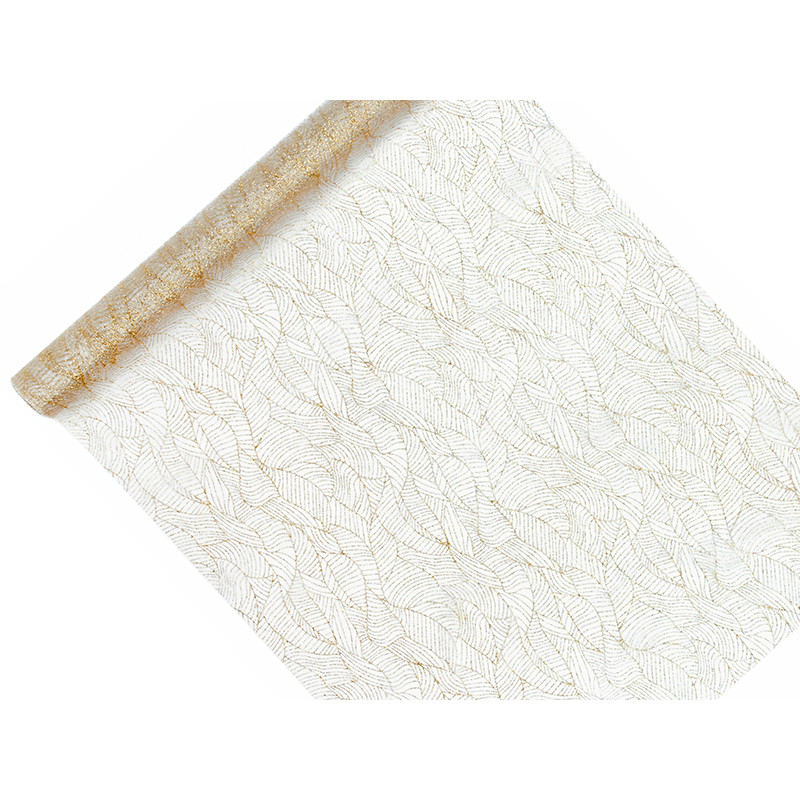 Organza z nadrukiem, biały, 0,48 x 9m