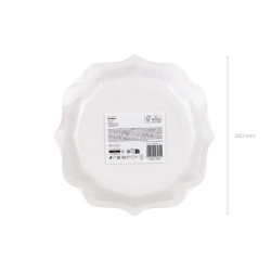 Talerzyki papierowe dekoracyjne z ornamentem, biały, 26cm (1 op. / 6 szt.)