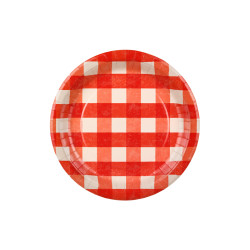 Talerzyki papierowe w kratę, mix, 27 cm (1 op. / 6 szt.)
