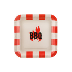 Talerzyki papierowe BBQ, mix, 26x26cm (1 op. / 6 szt.)