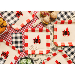 Talerzyki papierowe BBQ, mix, 26x26cm (1 op. / 6 szt.)