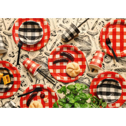 Miseczki papierowe w kratę, mix, 17x4.5 cm (1 op. / 6 szt.)