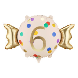 Balon foliowy Cukierek ''6'', 61x37 cm, mix