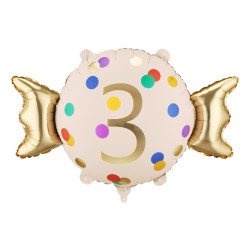 Balon foliowy Cukierek ''3'', 61x37 cm, mix