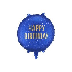 Balon foliowy pastylka Happy Birthday, 35x35 cm, granat