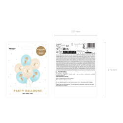 Balony 30 cm, Myszki z cyferką 1, Light Blue (1 op. / 6 szt.)