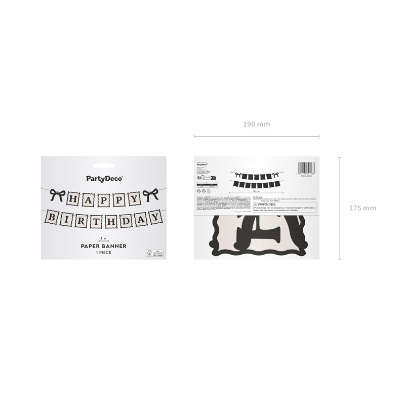 Baner Happy Birthday Kokardki, 100 cm, mix
