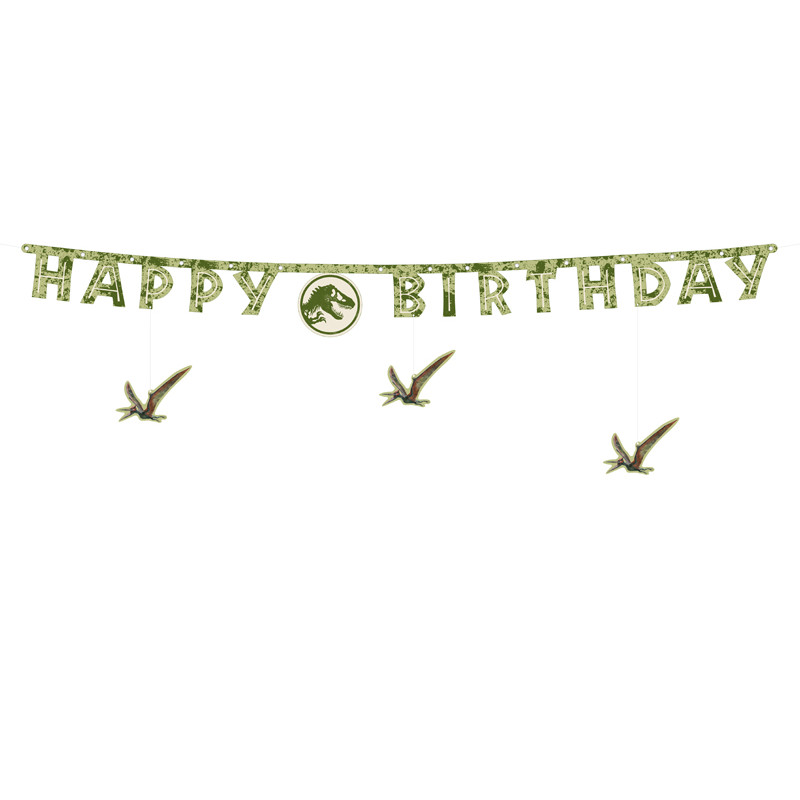 Baner Happy Birthday Jurassic World, 45x165 cm, mix