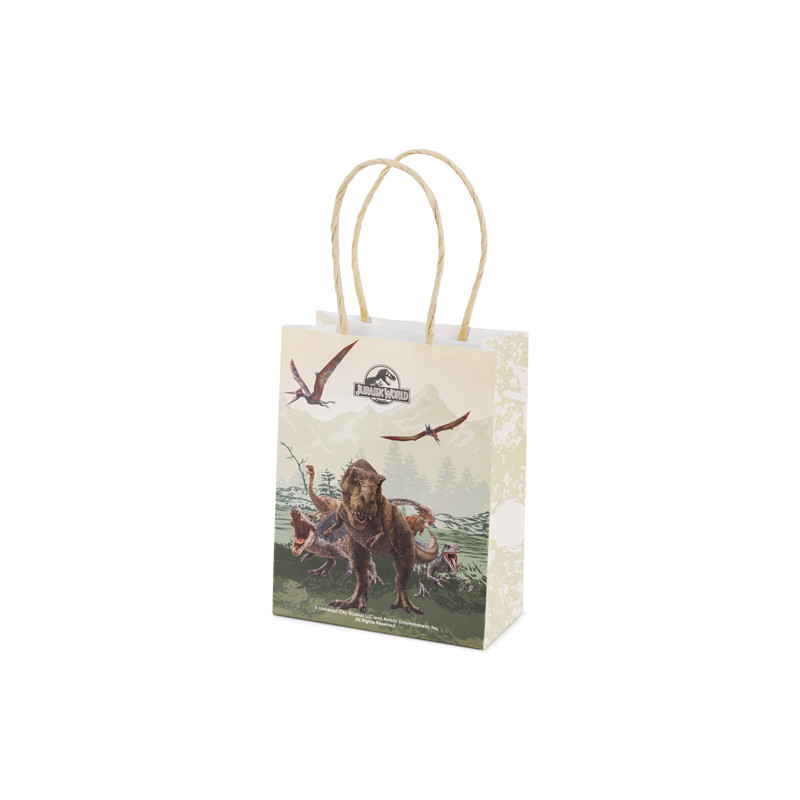 Torebki papierowe na upominki Jurassic World, 12x15.5x6 cm, mix (1 op. / 6 szt.)