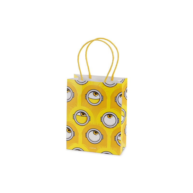 Torebki papierowe na upominki Minionki, 12x15.5x6 cm, żółte (1 op. / 6 szt.)