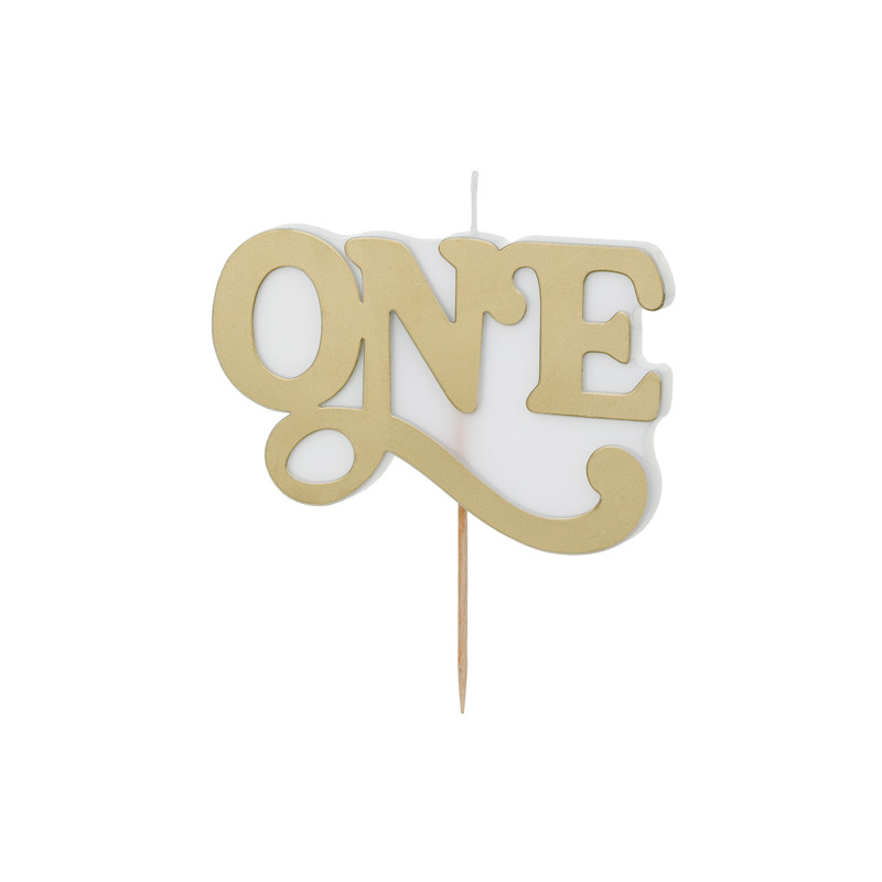 Świeczka urodzinowa ''ONE'', 3.8x6.5 cm, zimny złoty