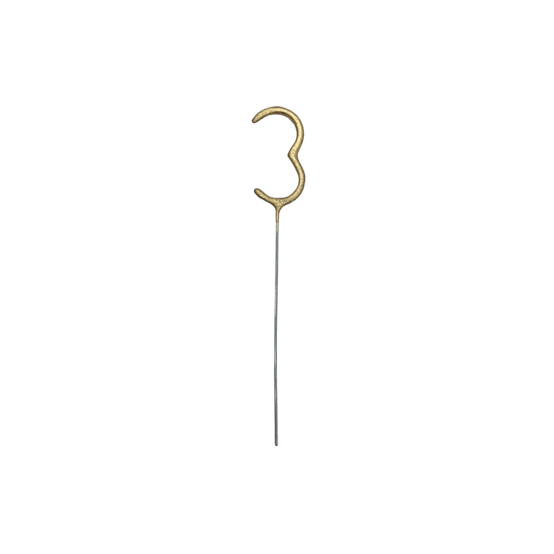 Zimne ognie Cyfra 3, złoty, 15cm
