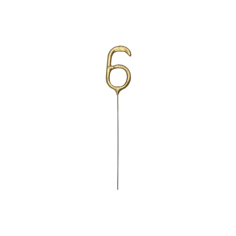 Zimne ognie Cyfra 6, złoty, 15cm
