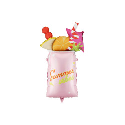 Balon foliowy Koktajl, 47x79 cm, różowy