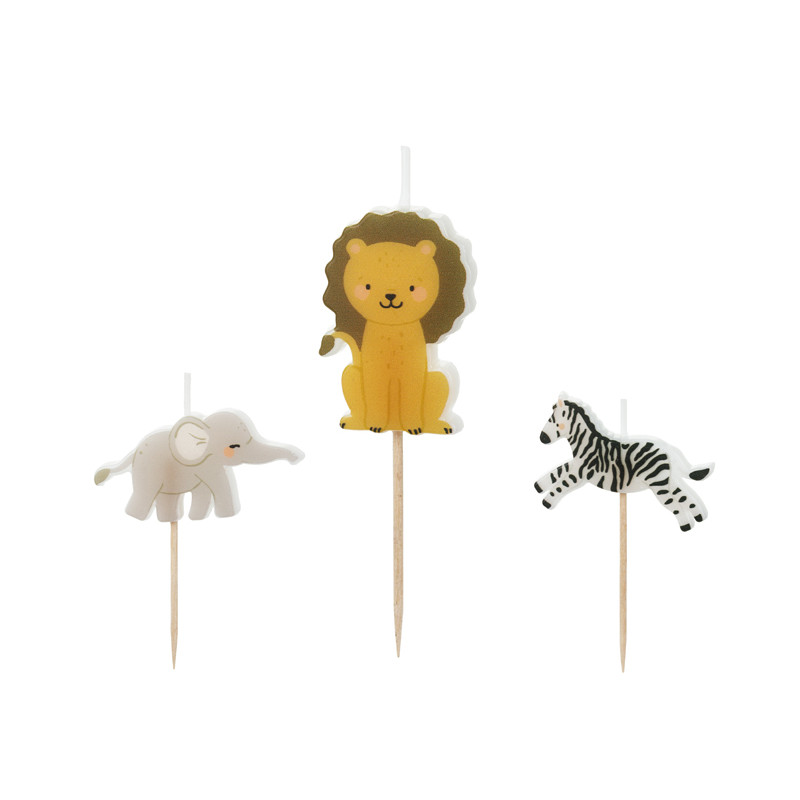 Świeczki urodzinowe Safari, 3-4.2 cm, mix (1 op. / 3 szt.)