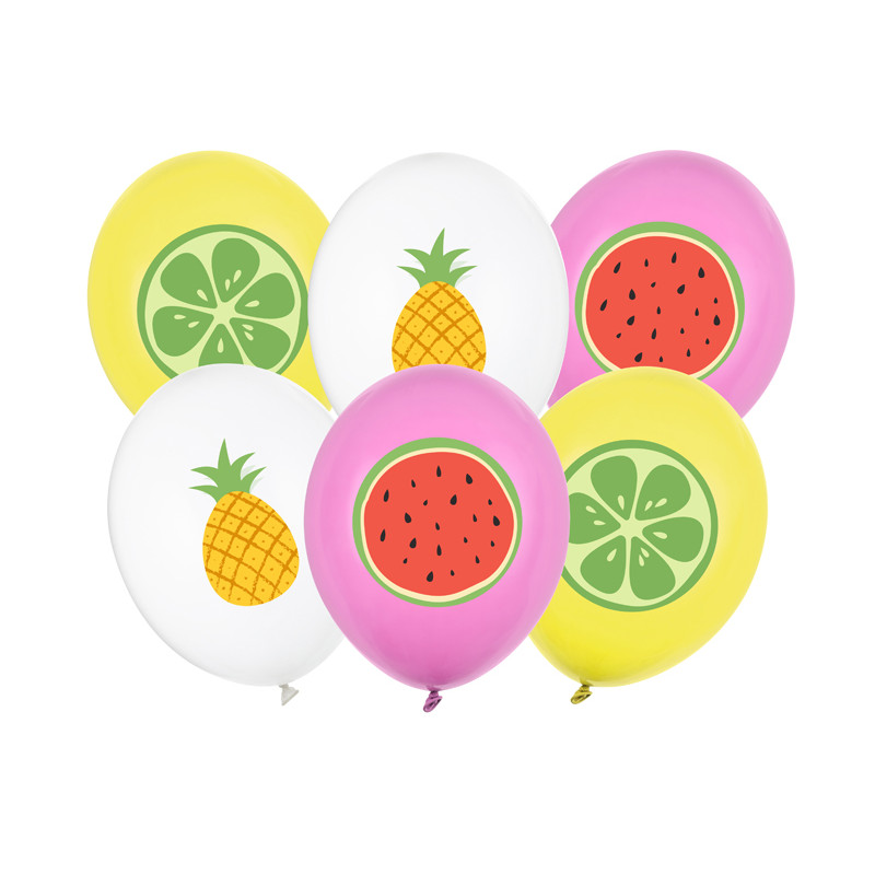 Balony 30 cm, Owoce, mix (1 op. / 6 szt.)