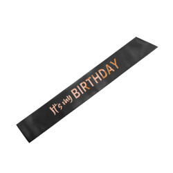 Szarfa ''It’s my birthday'', 79x9.4, czarny