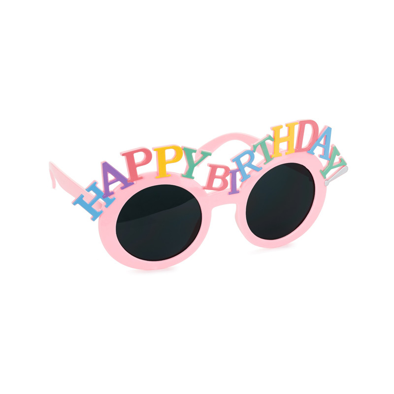 Okulary Happy Birthday, 18.5x7.5 cm, różowy
