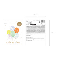 Balony 30 cm, Konfetti, mix (1 op. / 6 szt.)