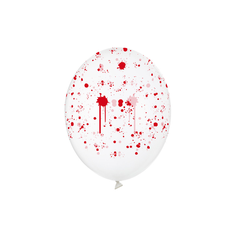 Balony 30 cm, Plamy krwi, Crystal Clear (1 op. / 50 szt.)