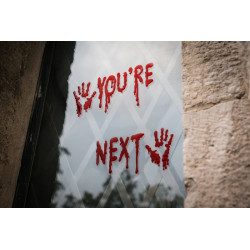 Żelowe naklejki na okno You're Next, czerwony
