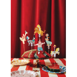 Dekoracje do muffinek Cyrk, 9-11,5 cm, mix (1 op. / 6 szt.)